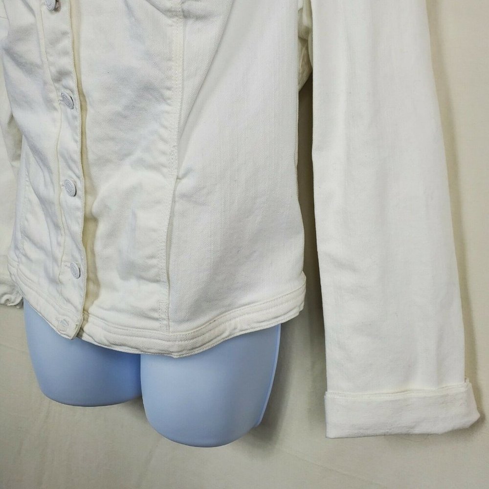 Liz Claiborne Womens Pure White Denim Stretch Long Sleeved Jacket Size XL - Picture 5 of 12